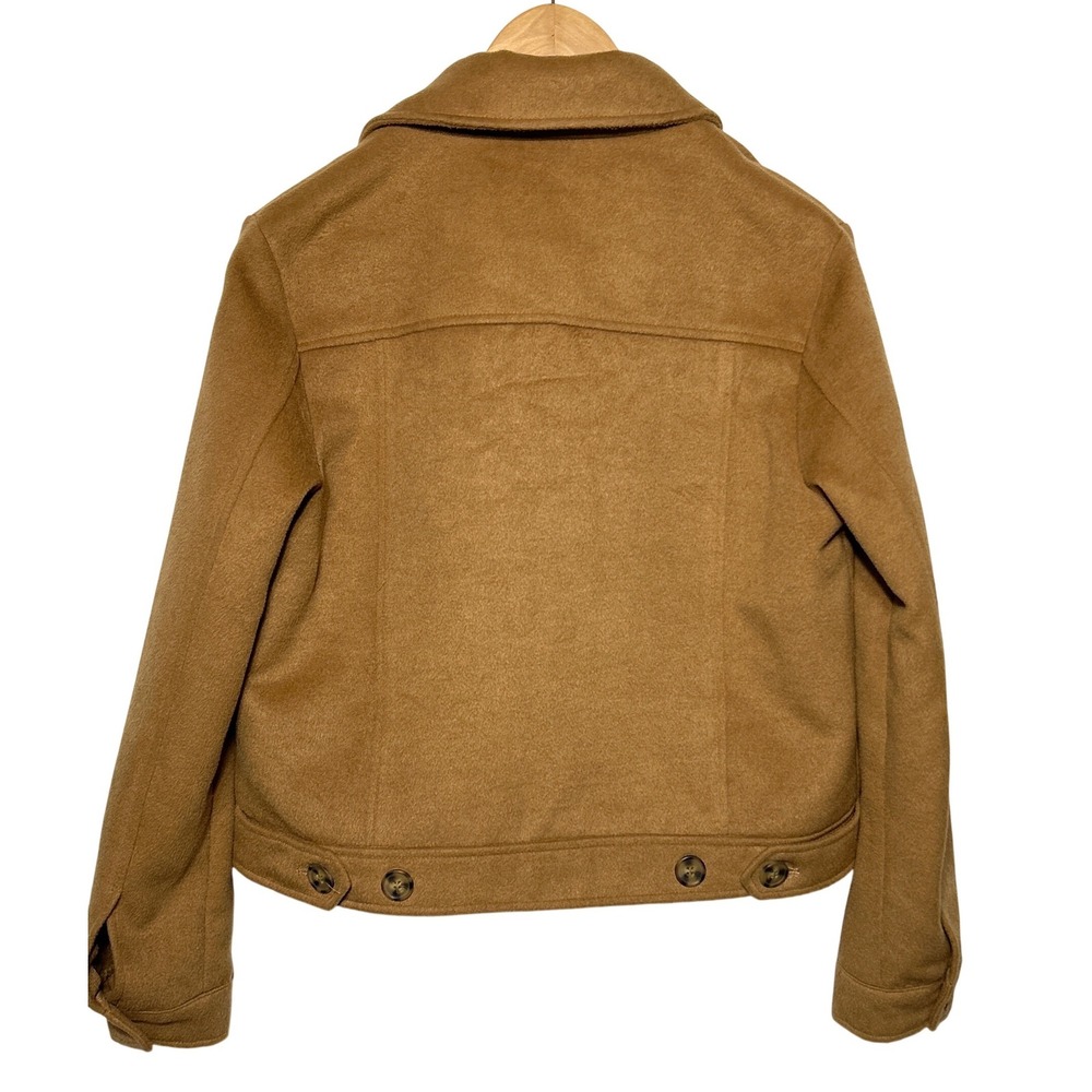 Avec Les Filles Camel Brown Cropped Trucker Jacket Wool Blend Women's Size M - Picture 8 of 12